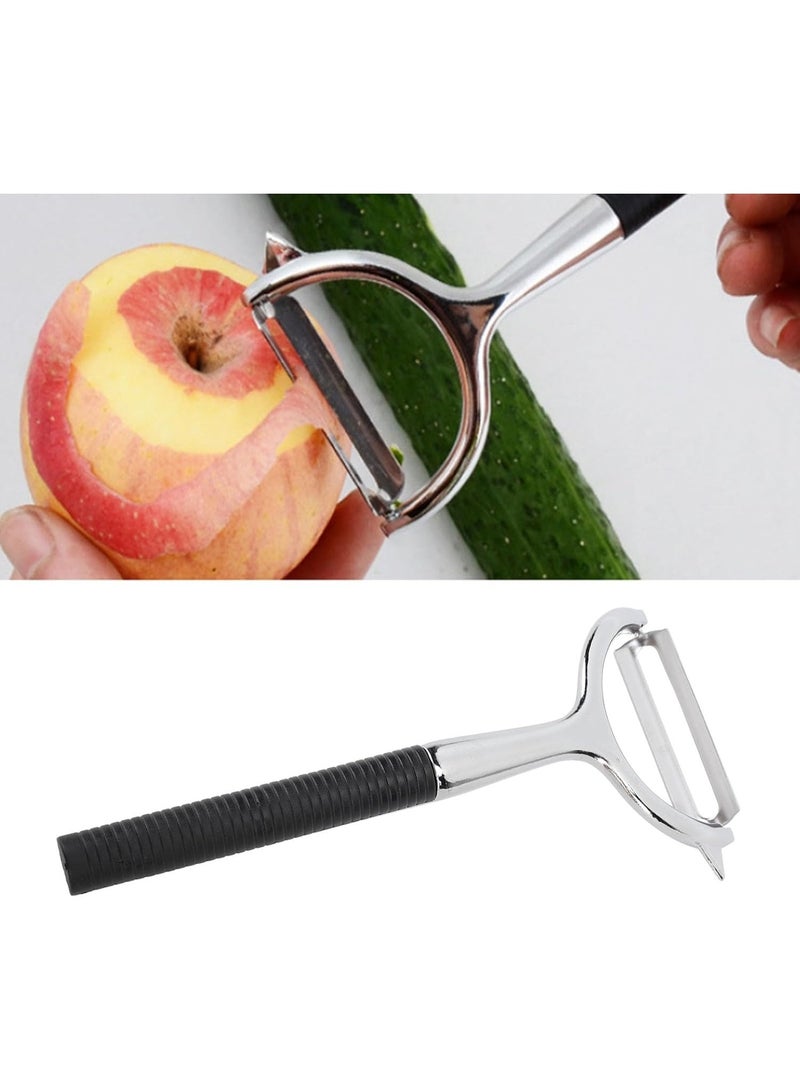 هابي هوم قشارة بطاطس وخضار يدوية متعددة الوظائف – تصميم Y مريح لليد لتقشير البطاطس، الخيار، الجزر، الذرة والفواكه والخضروات الرقيقة بسهولة وسرعة – أداة مطبخ قوية وآمنة للاستخدام اليومي وتوفير الوقت والجهد - Image 4